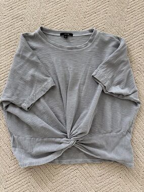 Joe's Jeans Gray Knot-Front Short Sleeve Tee